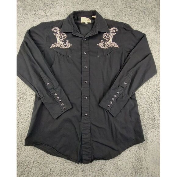 Roper Other - Roper Embroidered Shirt Men's L Guns Pistols Smile Pockets Black Snap Western